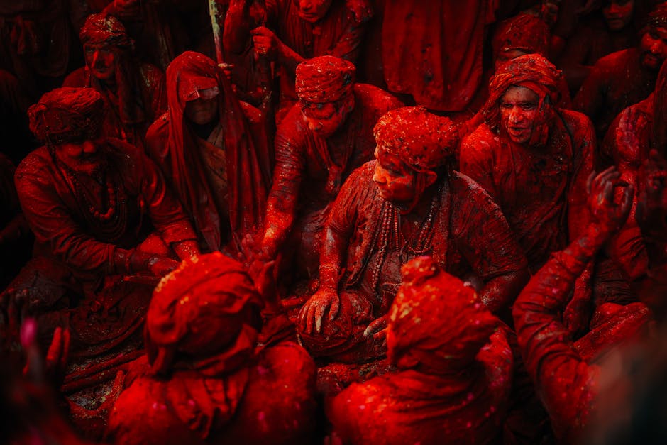 People in red powder